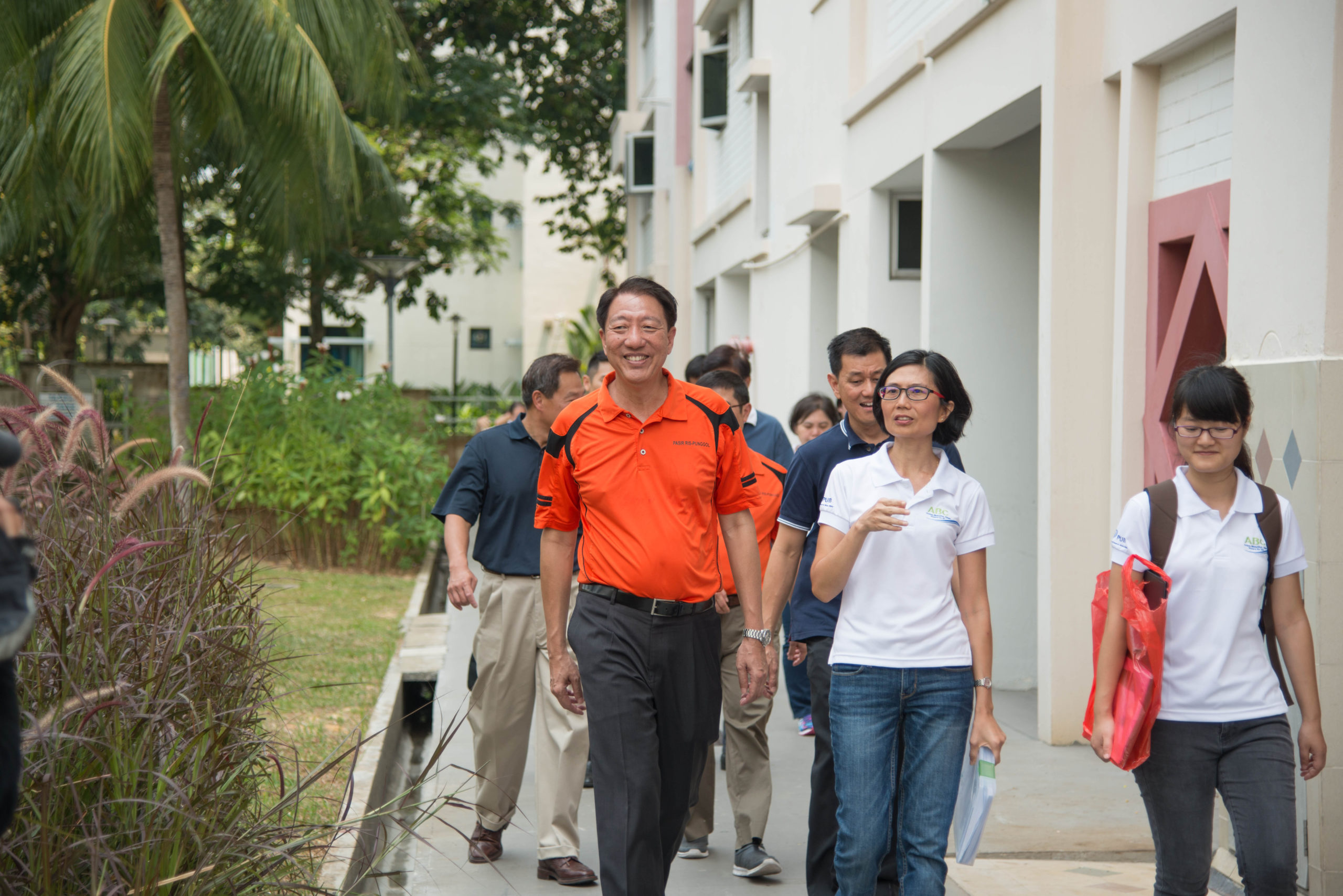 minister Teo Chee Hean and his entourage on a tour around Sungei Api Api for an opening event