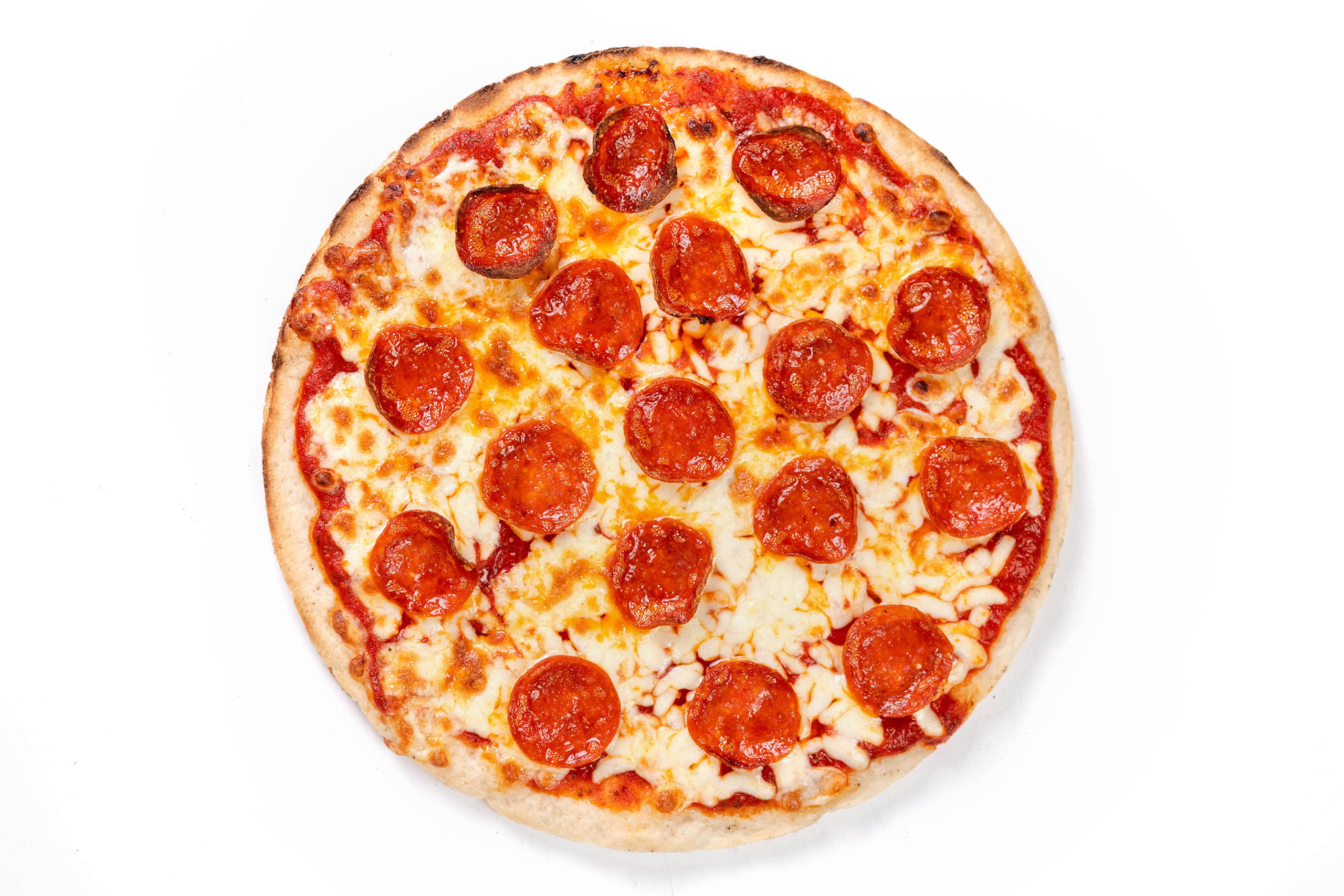 top down look of pepperoni pizza